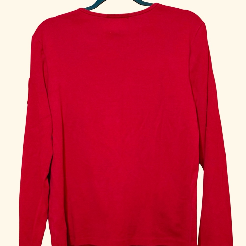 Lauren Ralph Lauren Red Long Sleeve Top‎ XL | Classic Cotton Essential - Picture 4 of 9